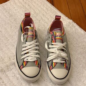 Converse Big Kids' Sneakers in Gray with Rainbow Accents